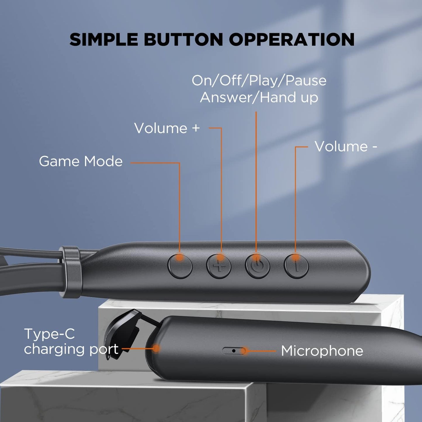 Bluetooth 5.3 Neckband Earbuds with ENC Noise Cancelling, Wireless Magnetic Earphones featuring Hall Function for Calls and Running - 10mm Drivers, Game Modes, 16-Hour Playtime, IPX5 Waterproof