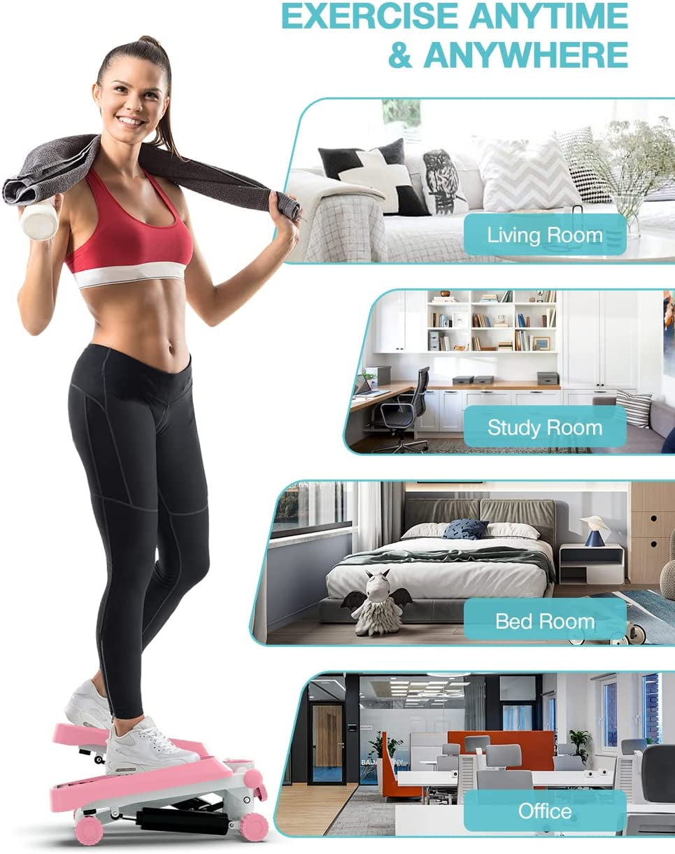 Exercise Steppers with Resistance Bands - These fitness stepper exercise machines come equipped with resistance bands and an LCD display. They are ideal for aerobic step workouts at home or in the office.