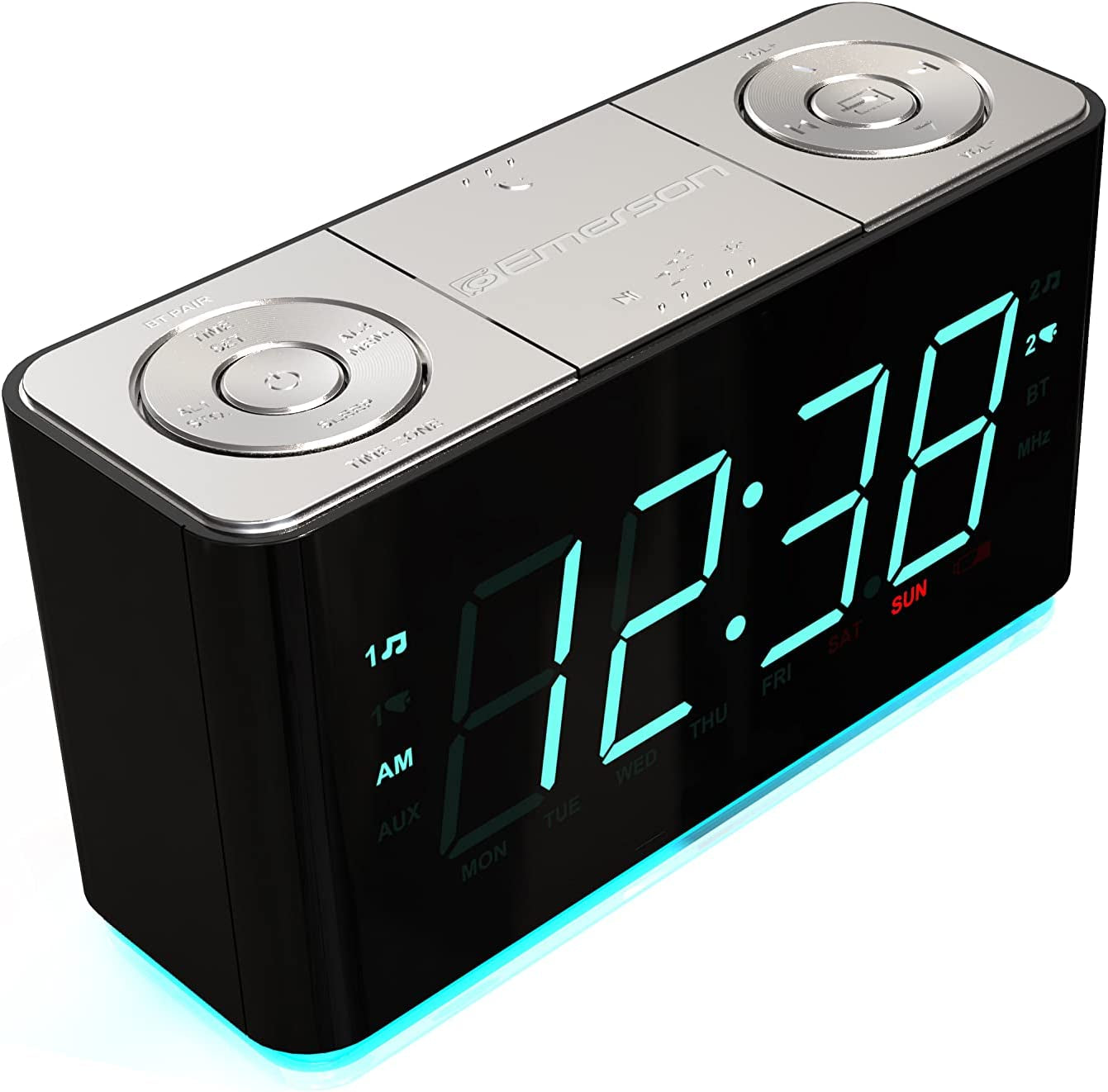 Bluetooth Speaker Alarm Clock Radio with Smartset, Charging Station/Phone Chargers and USB Port for iPhone/iPad/iPod/Android and Tablets - ER100301