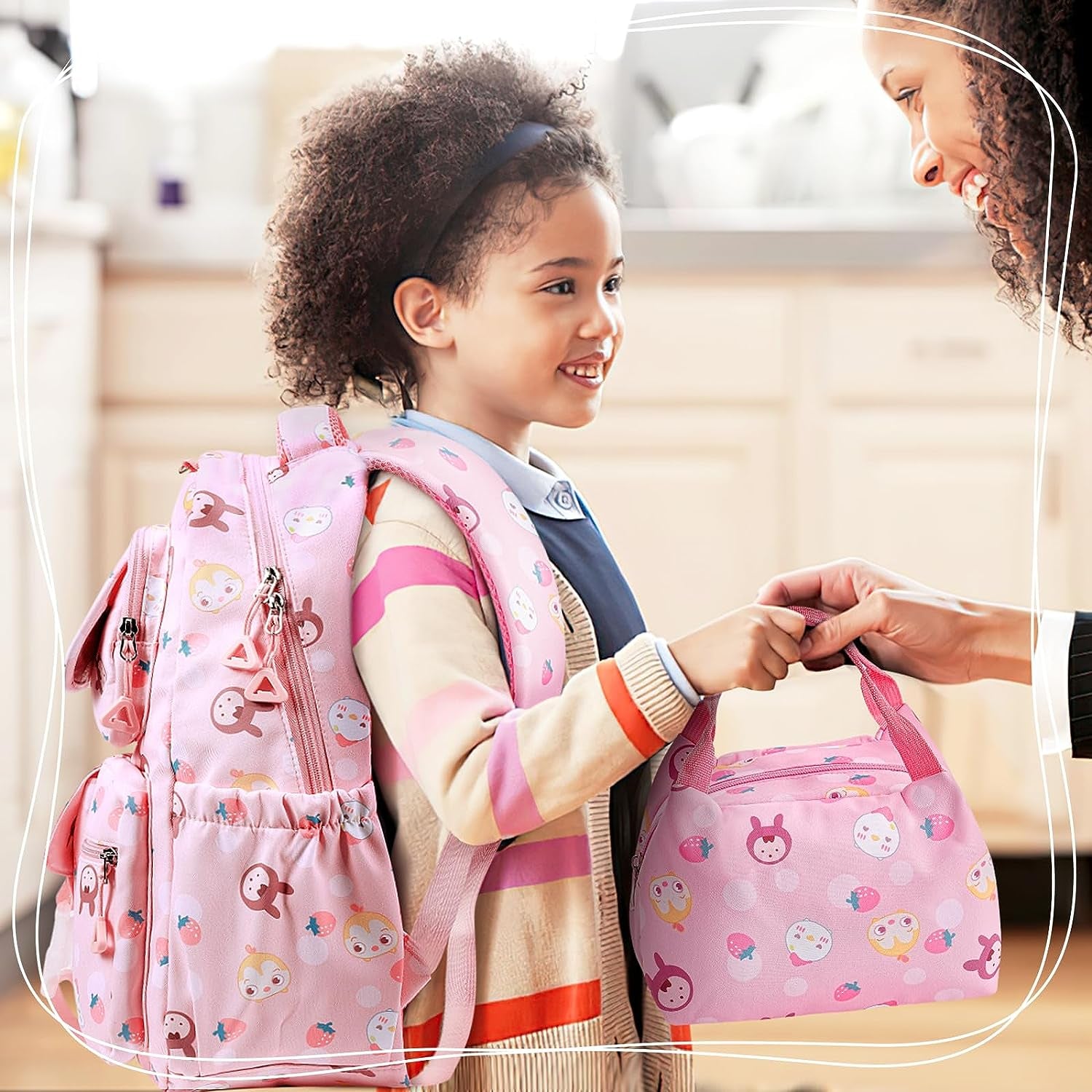 Complete 3-in-1 Back to School Backpack Set for Girls - Adorable Backpack, Including Lunch Bag and Pencil Case, Perfect Gift for Teen Girls