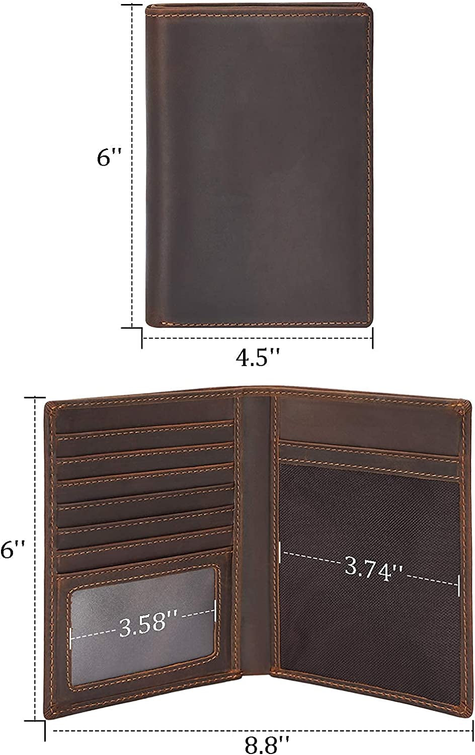 RFID Blocking Leather Passport Holder Travel Wallet - Premium Quality for Men and Women (Dark Brown)