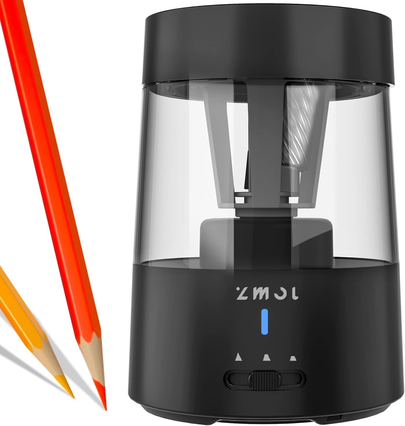 Battery-Powered Electric Pencil Sharpener - Compact and Fast Sharpening, Suitable for No.2/Colored Pencils (6-8mm) - Perfect for School, Classroom, Office, or Home Use in Black.