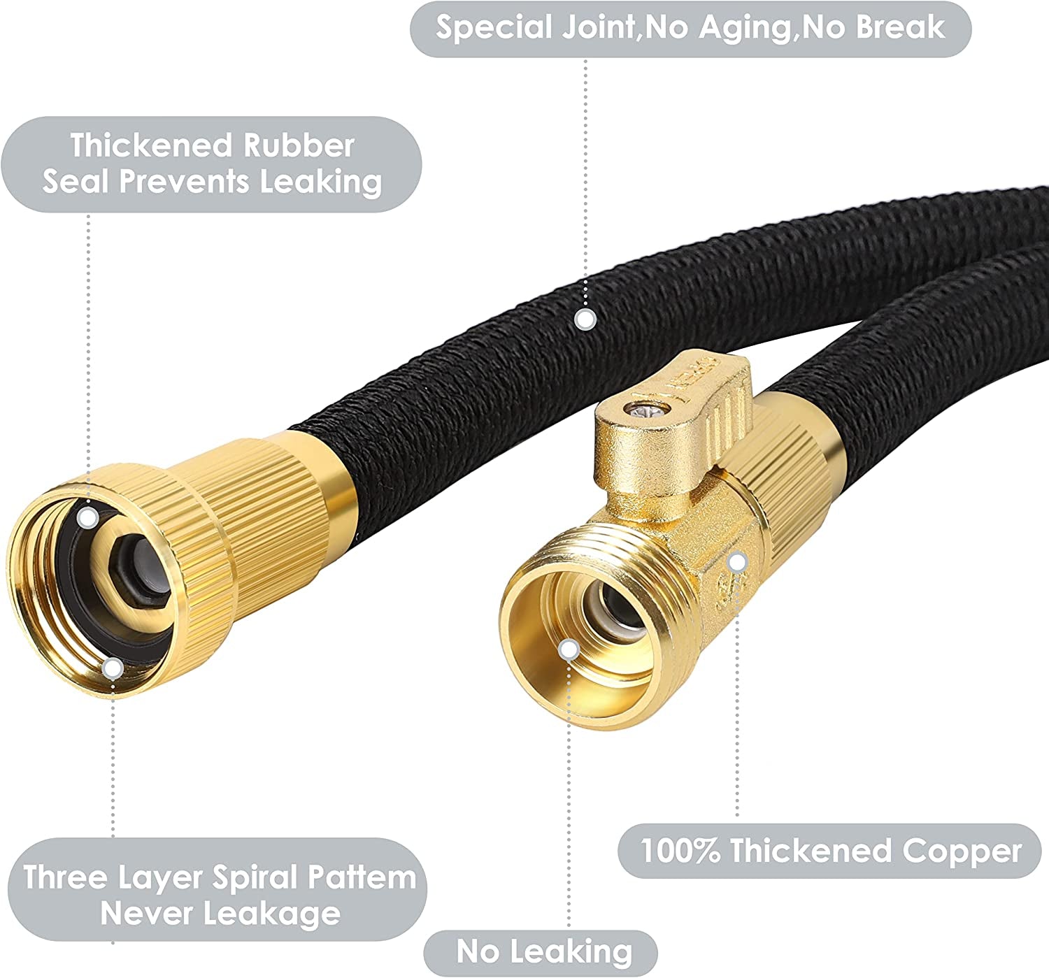 25 ft Expandable Garden Hose: Comes with a 10 Function Nozzle, Triple Core Latex, and 3/4" Solid Brass Fittings. Lightweight, Kink-Free, Retractable, and Collapsible for Flexible Gardening. Available in Black.