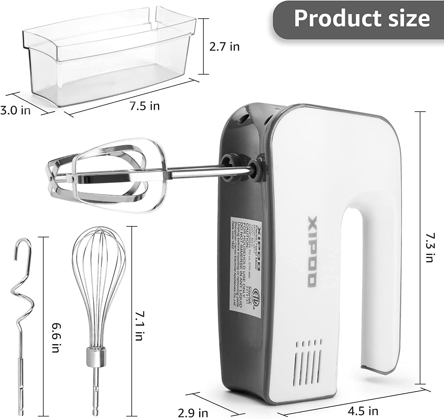 Electric Hand Mixer: 400W Ultra Power Hand Mixer with 5 Speeds, Includes 5 Stainless Steel Accessories and 1 Egg White Separator, Self-Control Speed, and Eject Button for Easy Whipping, Complete with Storage Case - Perfect for Home Kitchen Use