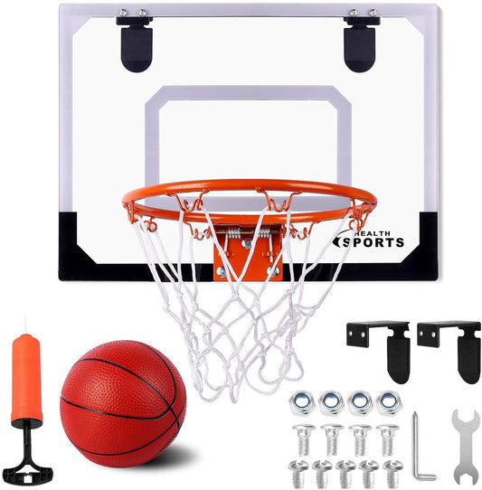 Indoor Mini Basketball Hoop Set for Kids and Adults - Strong Over The Door Basketball Hoop Game with Pump - Ideal Sport Toys Gift for Boys, Girls, and Teens - Orange