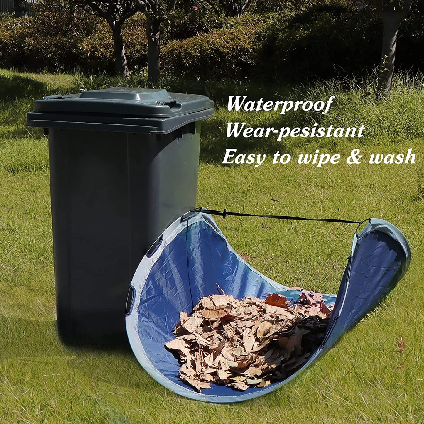 Collapsible and Reusable Leaf Collector: A Heavy-Duty Yard Waste Tool for Leaf Pickup and Loading, Featuring a Foldable Dustpan Design