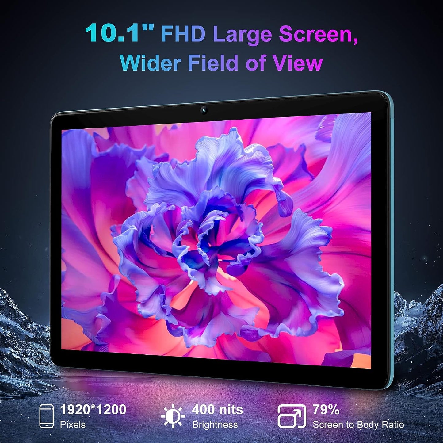 10.1 Inch Tablet with Android 12: Enhanced Performance, 14GB RAM, 128GB ROM (Expandable to 1TB), Immersive IPS 1080P Display, Dual 13+8MP Camera, and Long-Lasting 6580mAh Battery