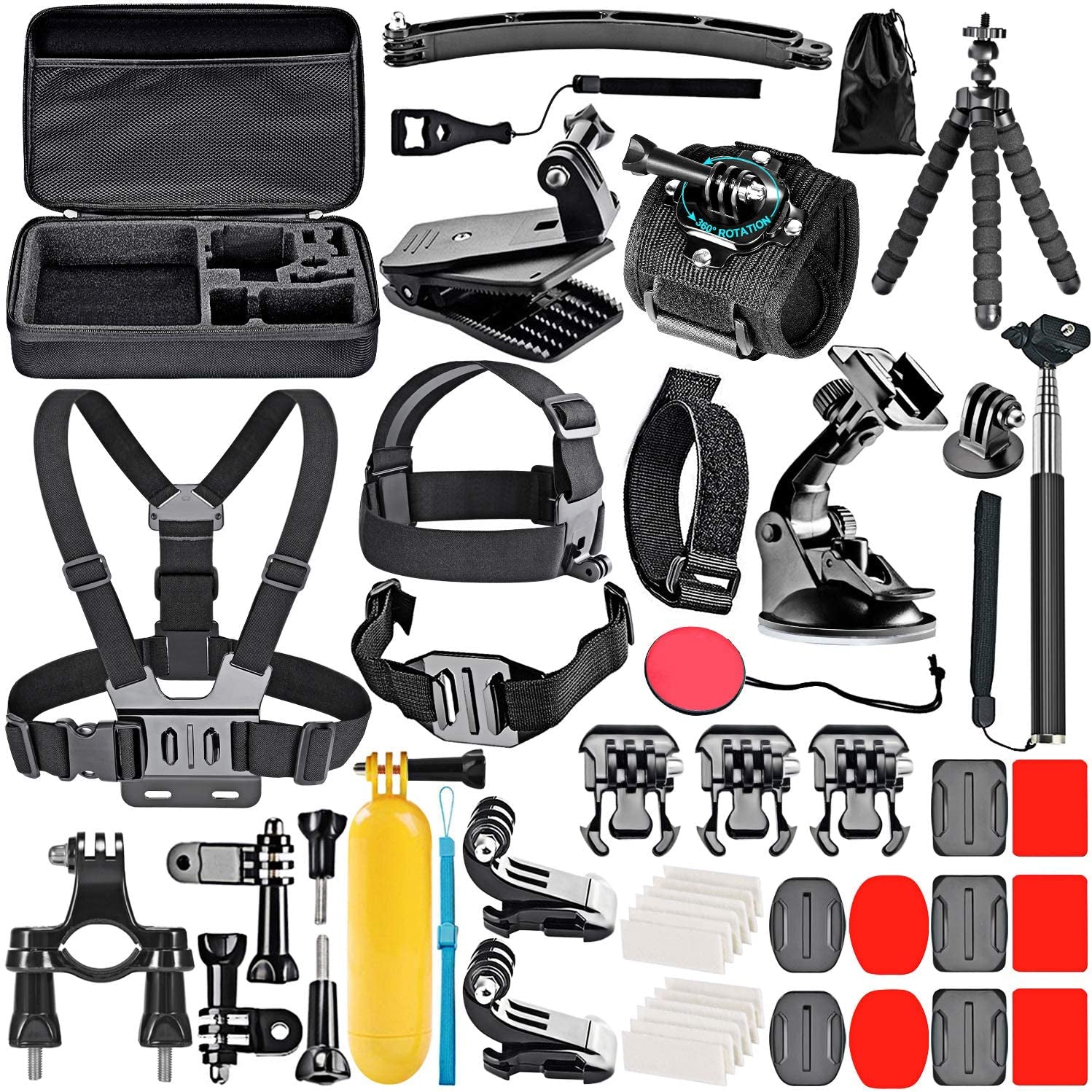 50-in-1 Action Camera Accessory Kit: Compatible with GoPro Hero 11, 10, 9, 8, 7, 6, 5, 4, GoPro Max, GoPro Fusion, Insta360, DJI Osmo Action, Action 2, AKASO, and more.