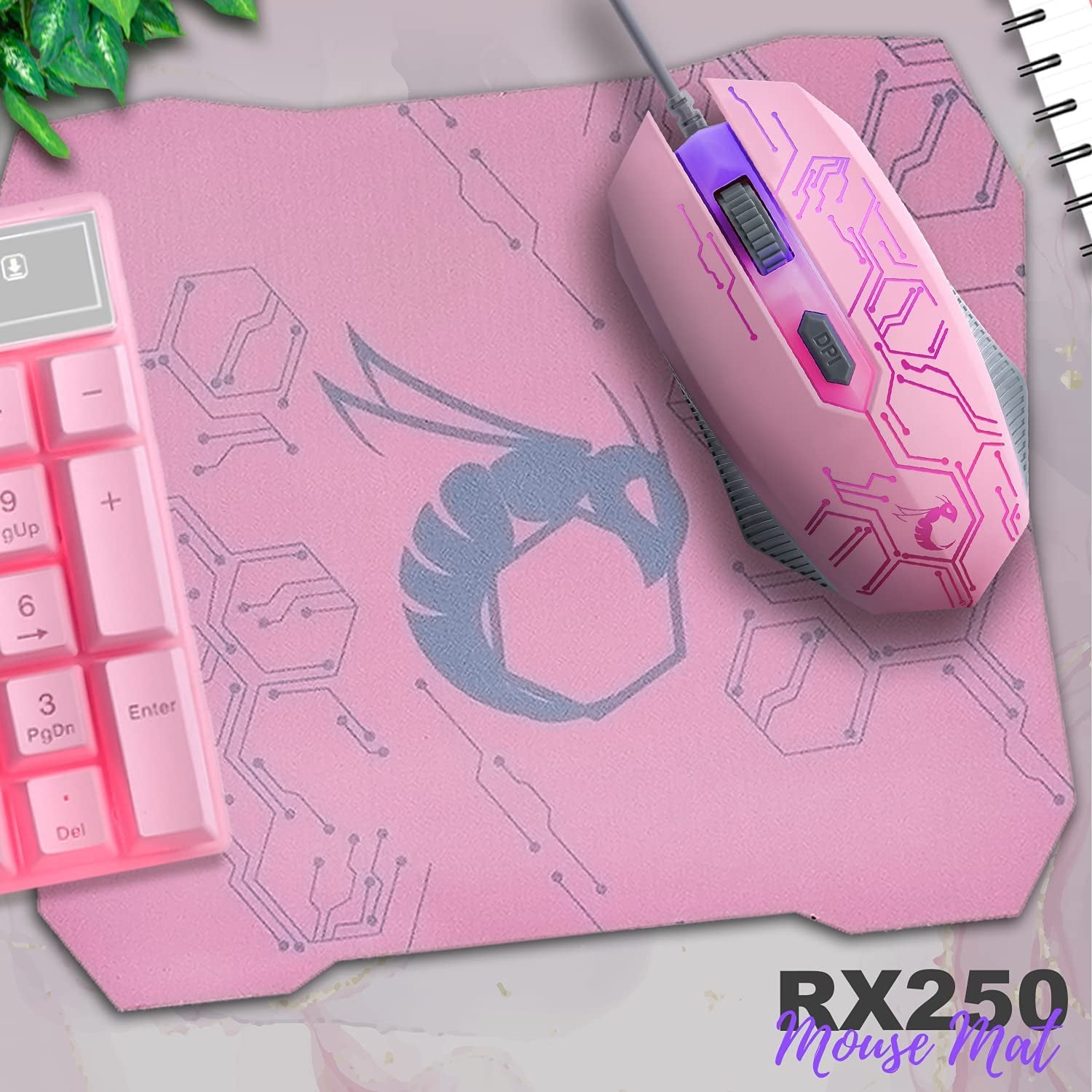 4-in-1 Pink Gaming Bundle: Includes Pink Gaming Keyboard, Mouse, Headset with RGB Backlight, and Mouse Pad. Perfect for Gamers, Xbox, PS4, PS5, and Nintendo Switch Users.