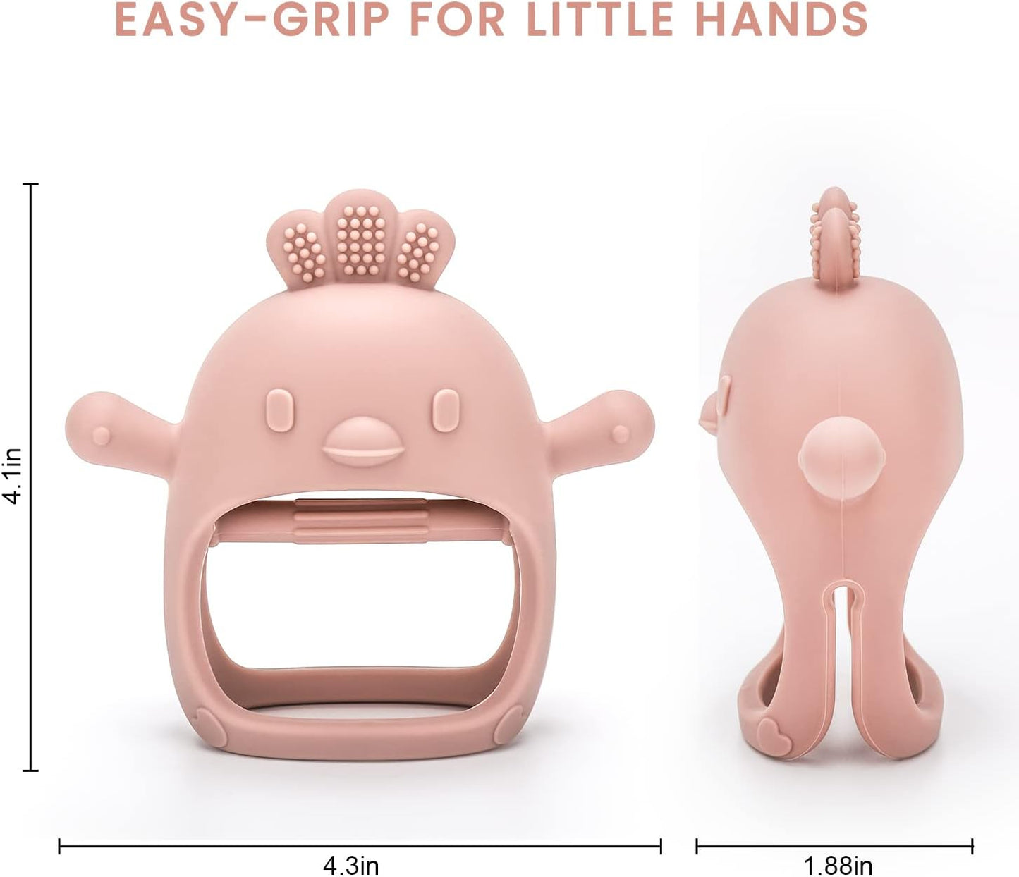 Light Pink Silicone Baby Teething Mitten Toy for Infants 3+ Months - BPA-Free, Anti-Drop, and Sucking Needs Soother - Ideal for Soothing Sore Gums