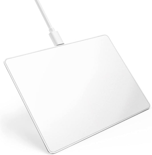 Ultra Slim USB Trackpad Touchpad - Portable Aluminum Wired Touchpad with Multi-Touch Navigation for Windows 7/10 PC Laptop Notebook Desktop Computer, Silver