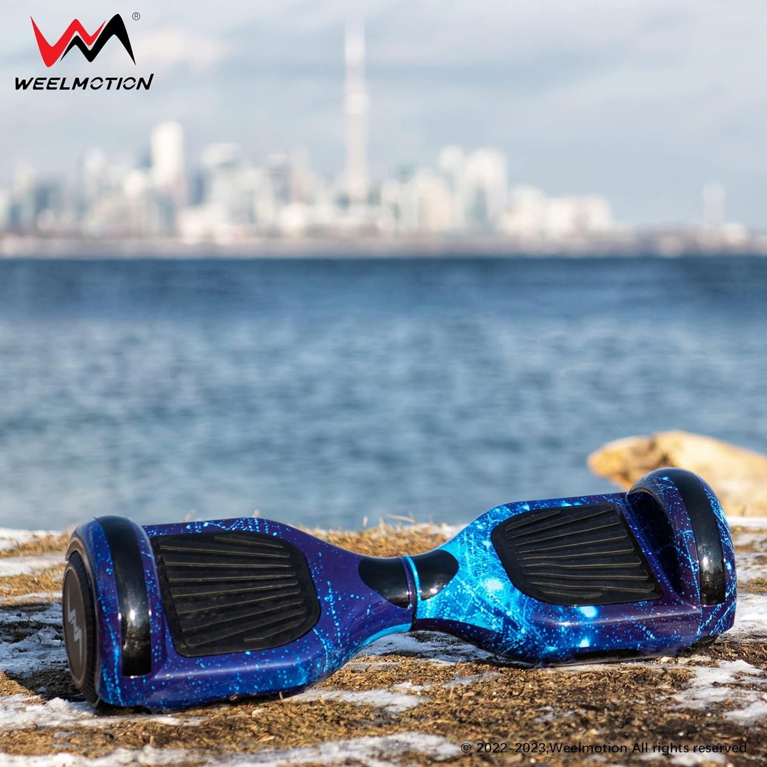 UL2272 Certified Hoverboard with Music Speaker, 6.5" Shining Wheels, Vibrant Lights, and Complimentary Hover Board Bag - Range up to 10 kms - Galaxy Blue