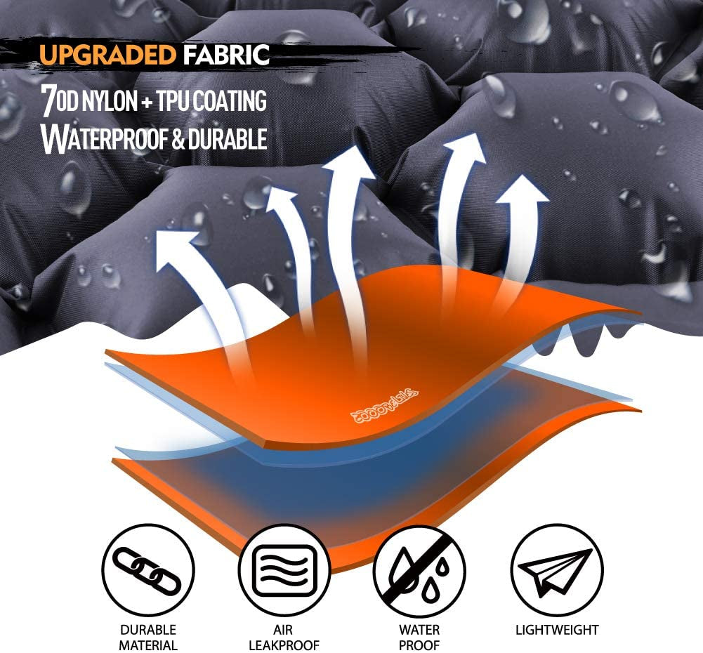 Ultralight Sleeping Pad with Built-in Pillow - Perfect for Backpacking, Travel, and Hiking