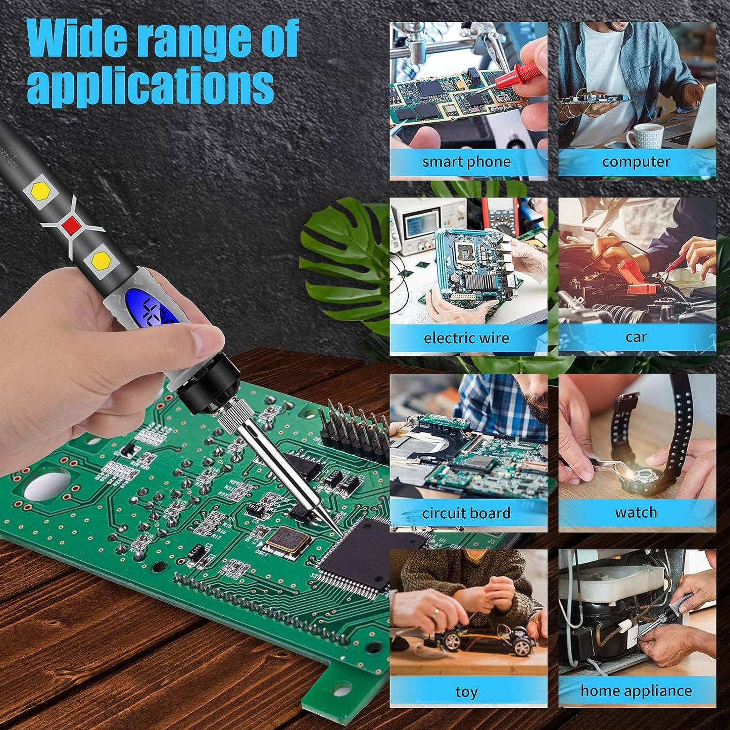 Digital Multimeter Soldering Iron Kit: 80W LCD Welding Tool with ON/Off Switch and Adjustable Temperature Knob (200-450℃) for Electronics Repair