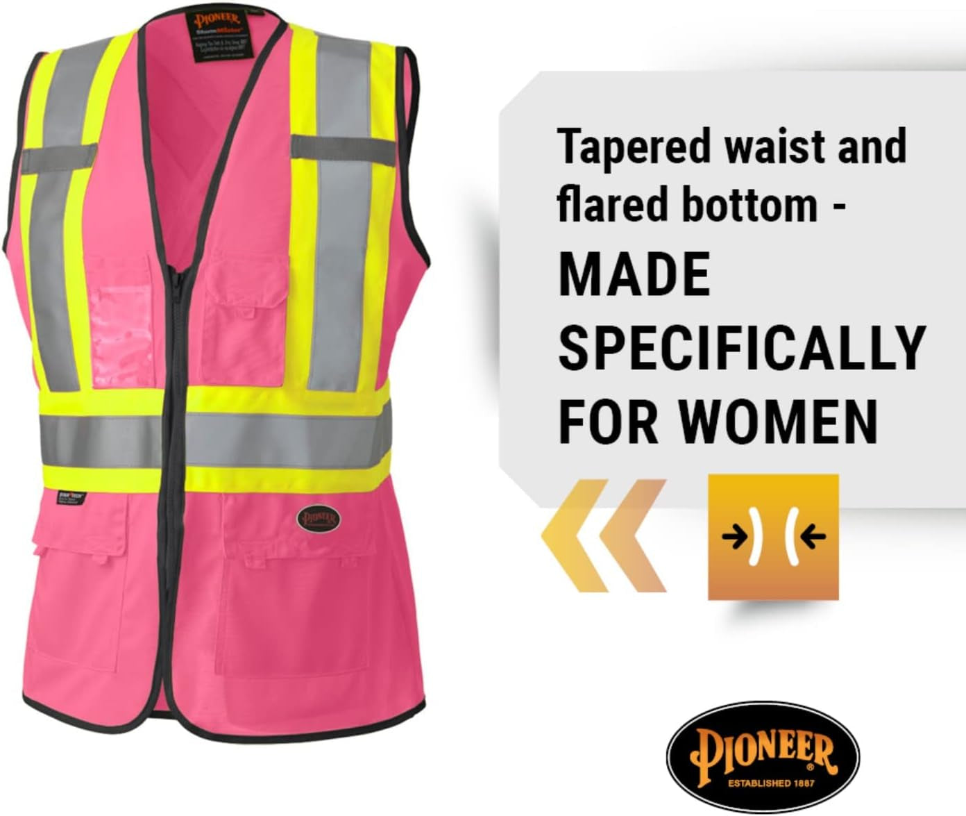 Women's High Visibility Safety Vest in Pink - Size Small