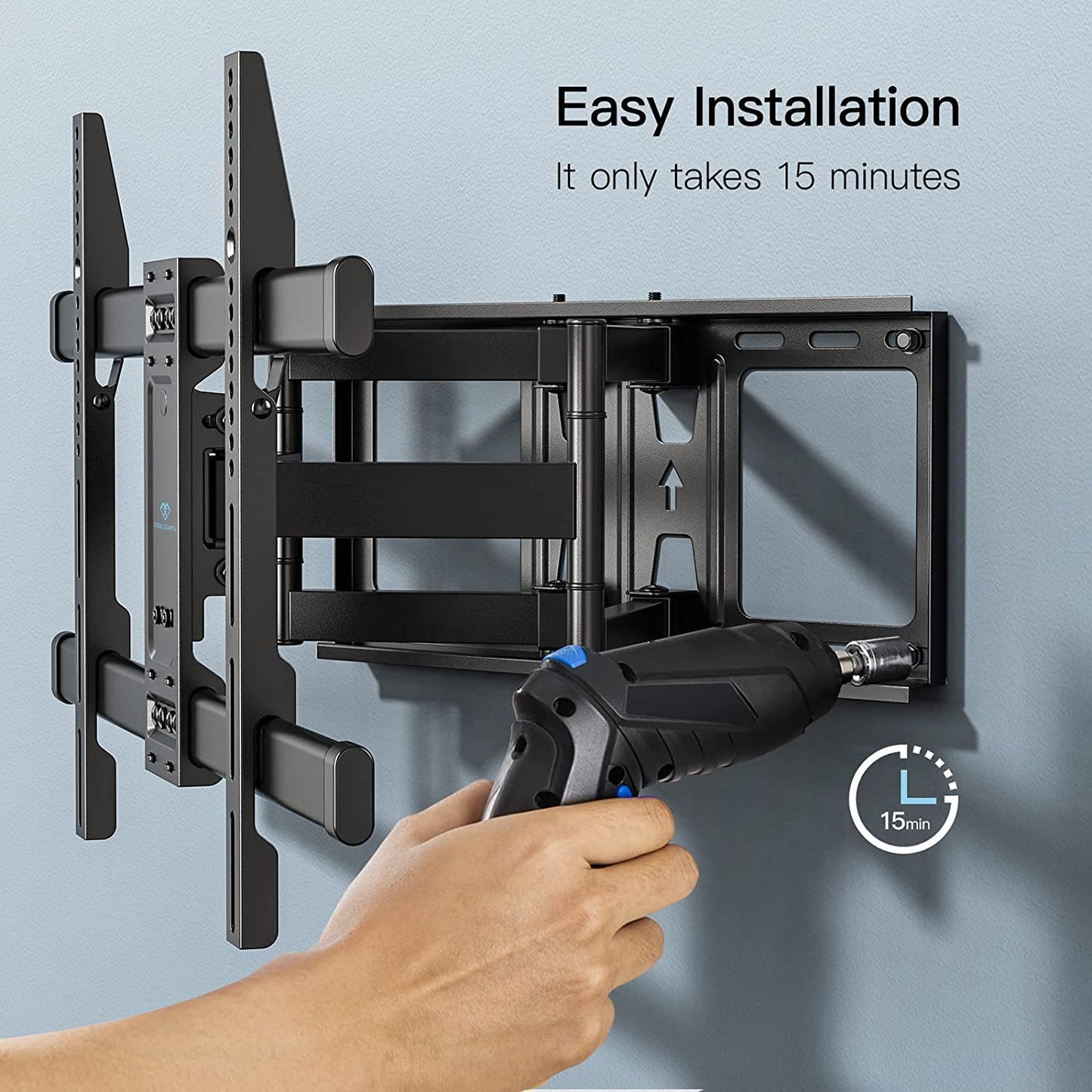 Adjustable TV Wall Mount for Flat Screen TVs, Sized 37-82 Inches and weighing up to 132 lbs, with Max VESA 600x400mm. This TV Mount Wall Bracket offers Dual Articulating Arms, Tilt, Swivel, Extension, and is compatible with 8", 12", and 16" Wood Studs.
