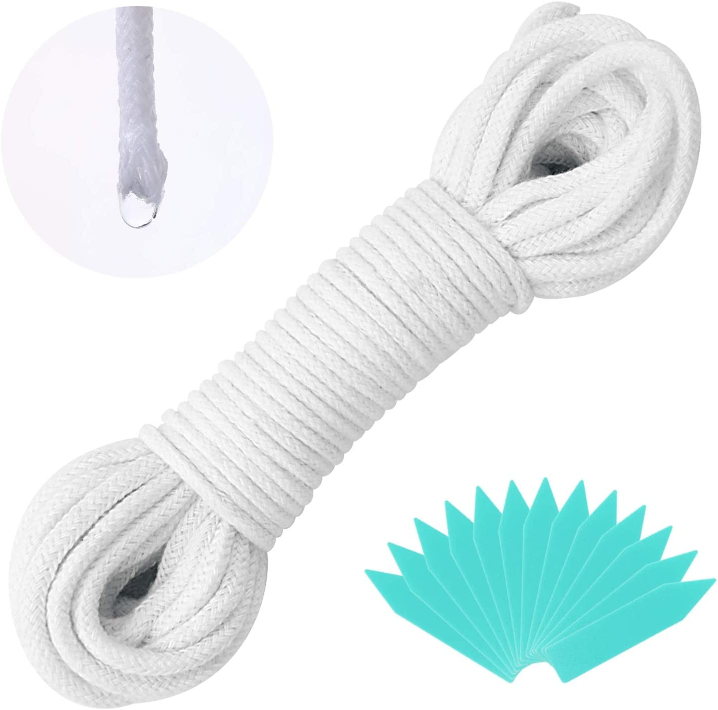  1/6 Inch Self-Watering Wick Cord String: Cotton Rope for Self-Watering Planters and DIY Plant Automatic Watering Device - 40 Feet