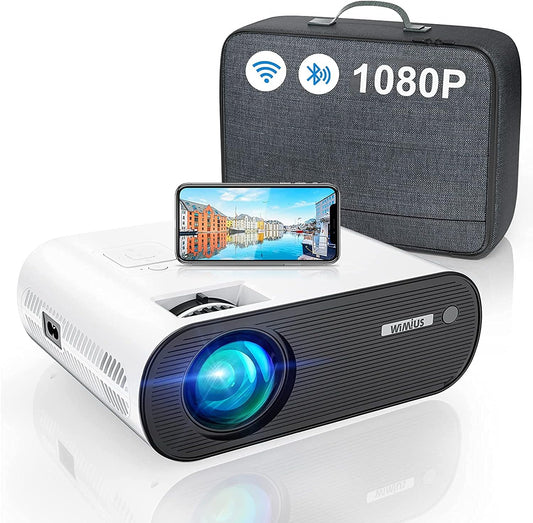K5 Mini WiFi Bluetooth Projector - Full HD Support for 1080P, 75% Zoom, and 200" Screen. Compatible with Smartphone (Wirelessly), PC, Bluetooth Speakers, TV Stick, PS4, and PS5.