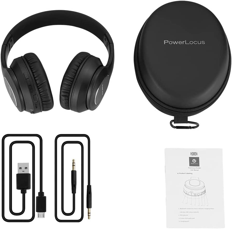 Wireless Over-Ear Active Noise Cancelling Headphones with Microphone - Hi-Fi Stereo, Soft Memory Foam Ear Cups, 35-Hour Playtime, Fast Charging for Phones, Home Office, TV, and Travel