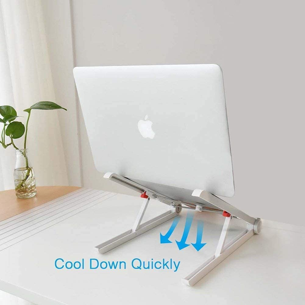 Foldable Portable Laptop Desk Stand: Ergonomic Cooling Pad and Ventilated Laptop Riser for MacBook Pro, MacBook Air, Lenovo, Dell, and More 10-16” Laptops