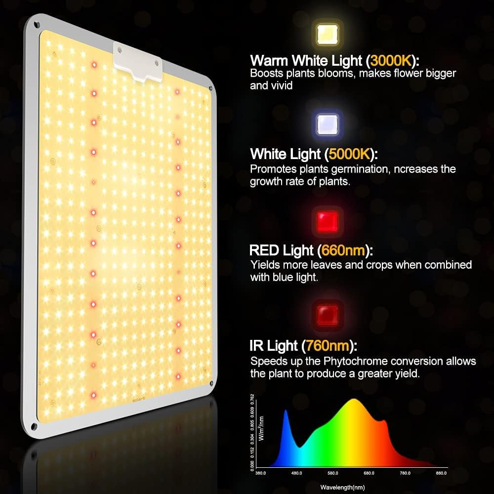 2000W Full Spectrum LED Grow Light with Thermometer Humidity Monitor for Indoor Plants - Sunlike Growing Lamps for Hydroponic Seedling Veg and Greenhouse Flower - 4x4ft Coverage