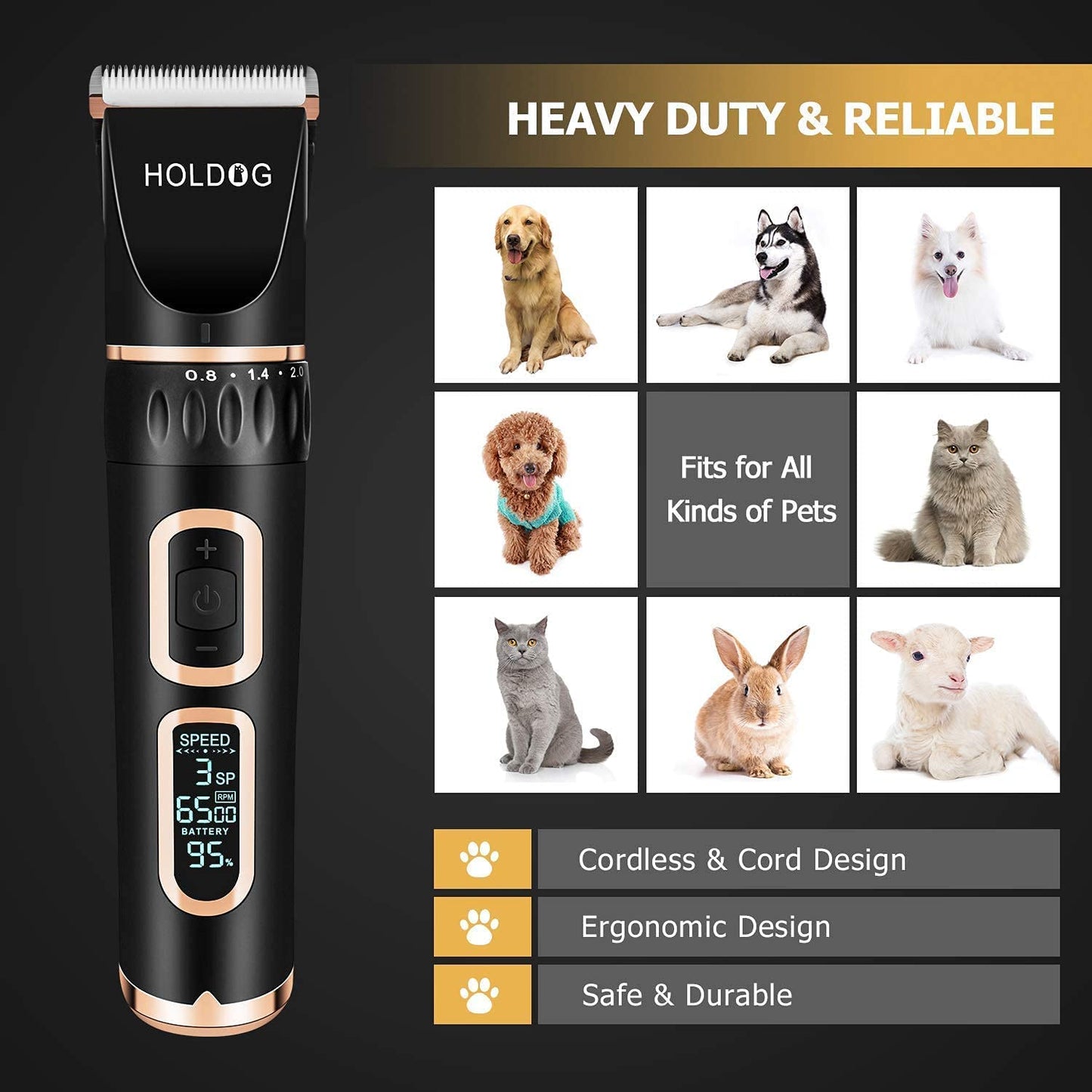  Dog Clippers: Powerful, Low-Noise, Rechargeable Grooming Tools for Small and Large Pets with Thick Coats