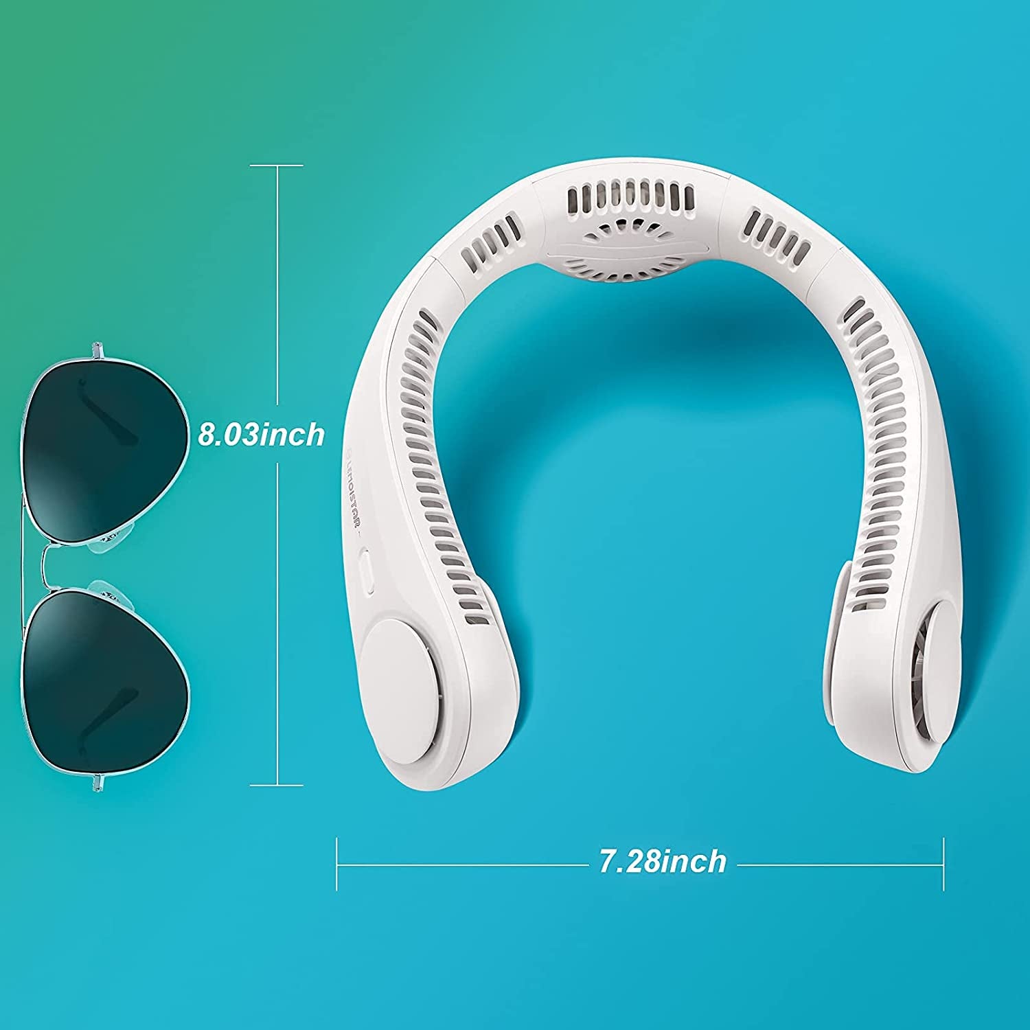 Hands-Free Bladeless Portable Neck Fan - Battery Operated, Wearable Personal Fan - Rechargeable with 4000mAh Battery - Equipped with 3 Speeds, 3 Turbo Motors, and 79 Air Outlets for 360° Cooling - USB Powered Hanging Fans - Color: White.