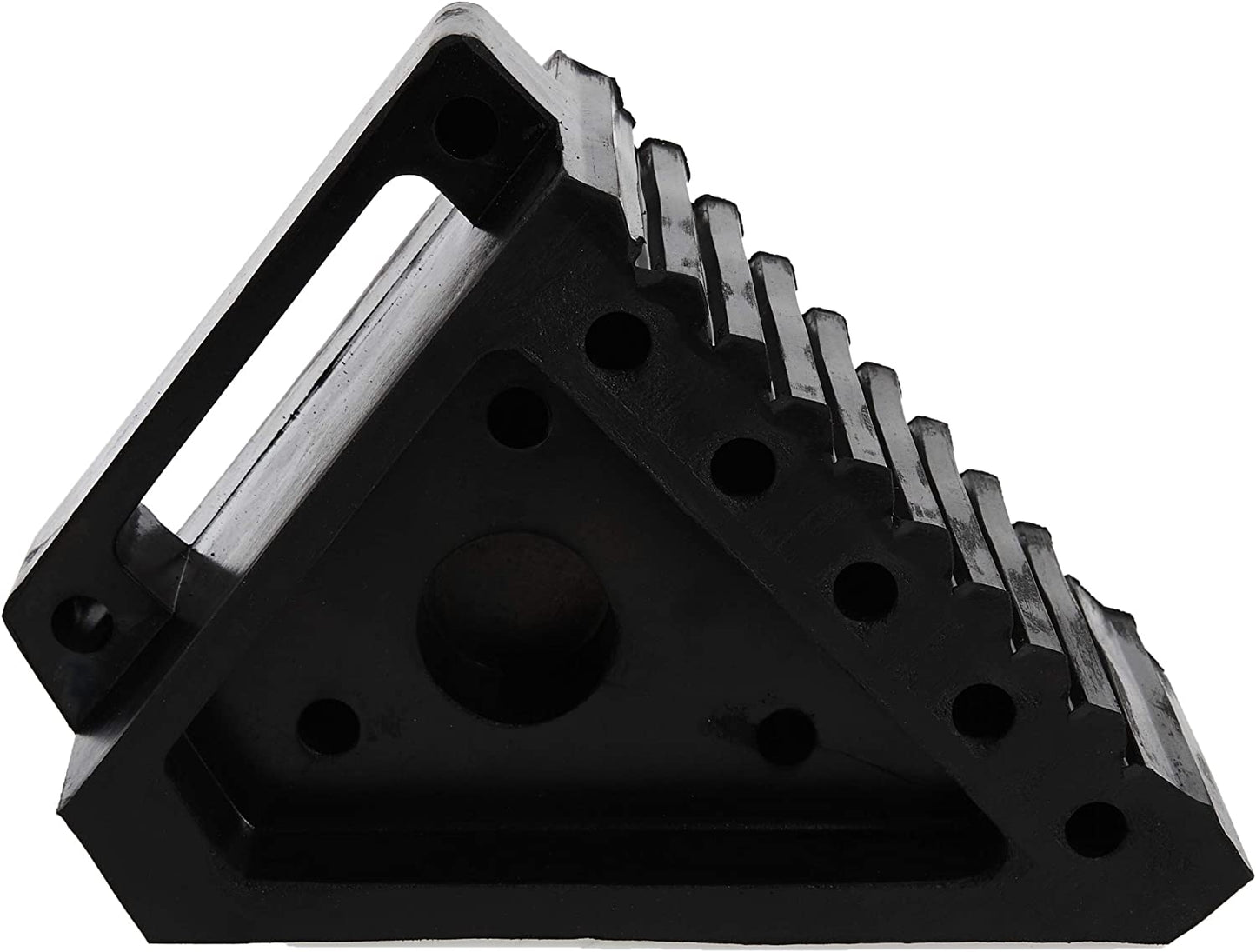 Set of 2 Heavy-Duty Black Wheel Chocks - These Wheel Chocks measure 8 inches in Length, 4 inches in Width, and 6 inches in Height - 70472.