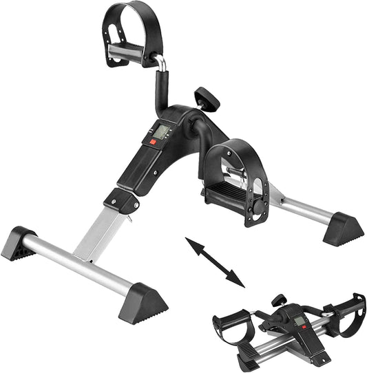 Foldable Desk Bike Pedal Exerciser: Ideal for Leg and Arm Physical Therapy Cycling Exercise. Equipped with Electronic LCD Display for Monitoring Progress.