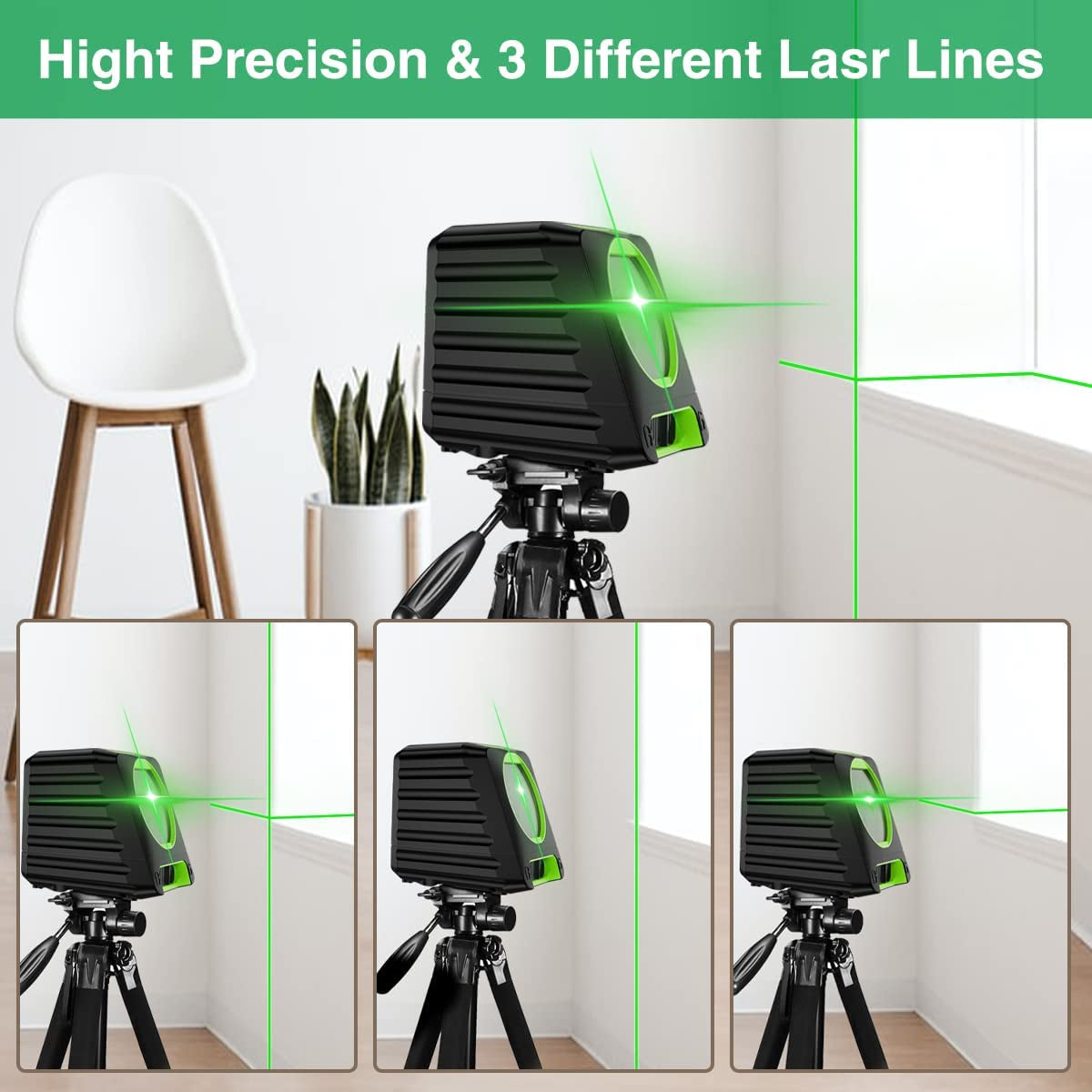 Laser Level Self-Leveling150ft/45m Outdoor Cross Line Laser,  with Pulse Mode,Level with Vertical Beam Spread Covers of 150°,360°Magnetic Base and Battery Included-BOX-1G