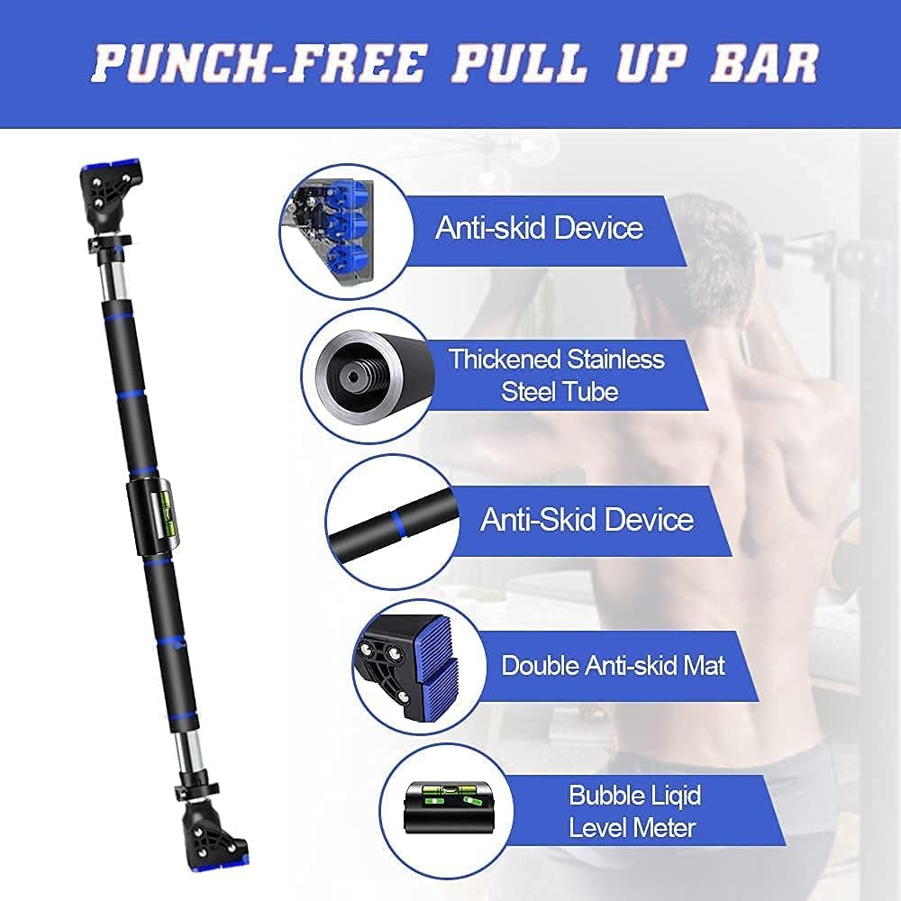 Adjustable Pull Up Bar Adjustable - No Screw Installation - Doorway Chin Up Bar Door Frame, Multi-Functional Heavy Duty Gym Fitness Exercise Equipment Home Workout Bar