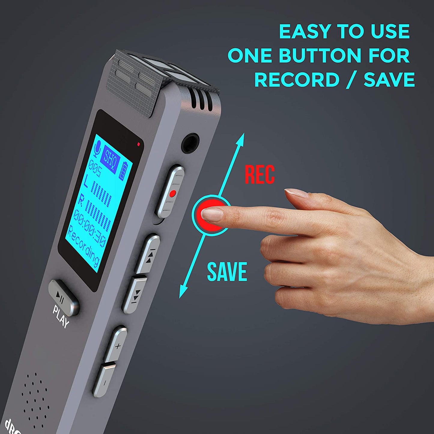 180-Hour Battery Voice Activated Recorder for High-Quality Audio Recording in Meetings & Lectures - USB Digital Dictaphone with MP3 Player and HD Microphone