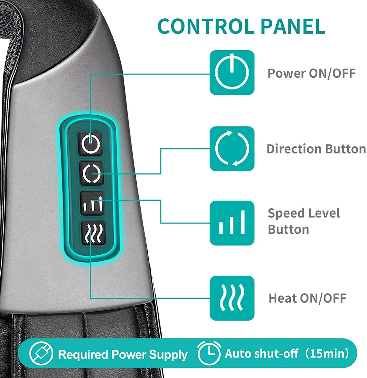 Shiatsu Neck and Back Massager with Soothing Heat - Electric Deep Tissue 3D Kneading Massage Pillow for Shoulder, Leg, and Body Muscle Pain Relief - Suitable for Home, Office, and Car Use (Black)