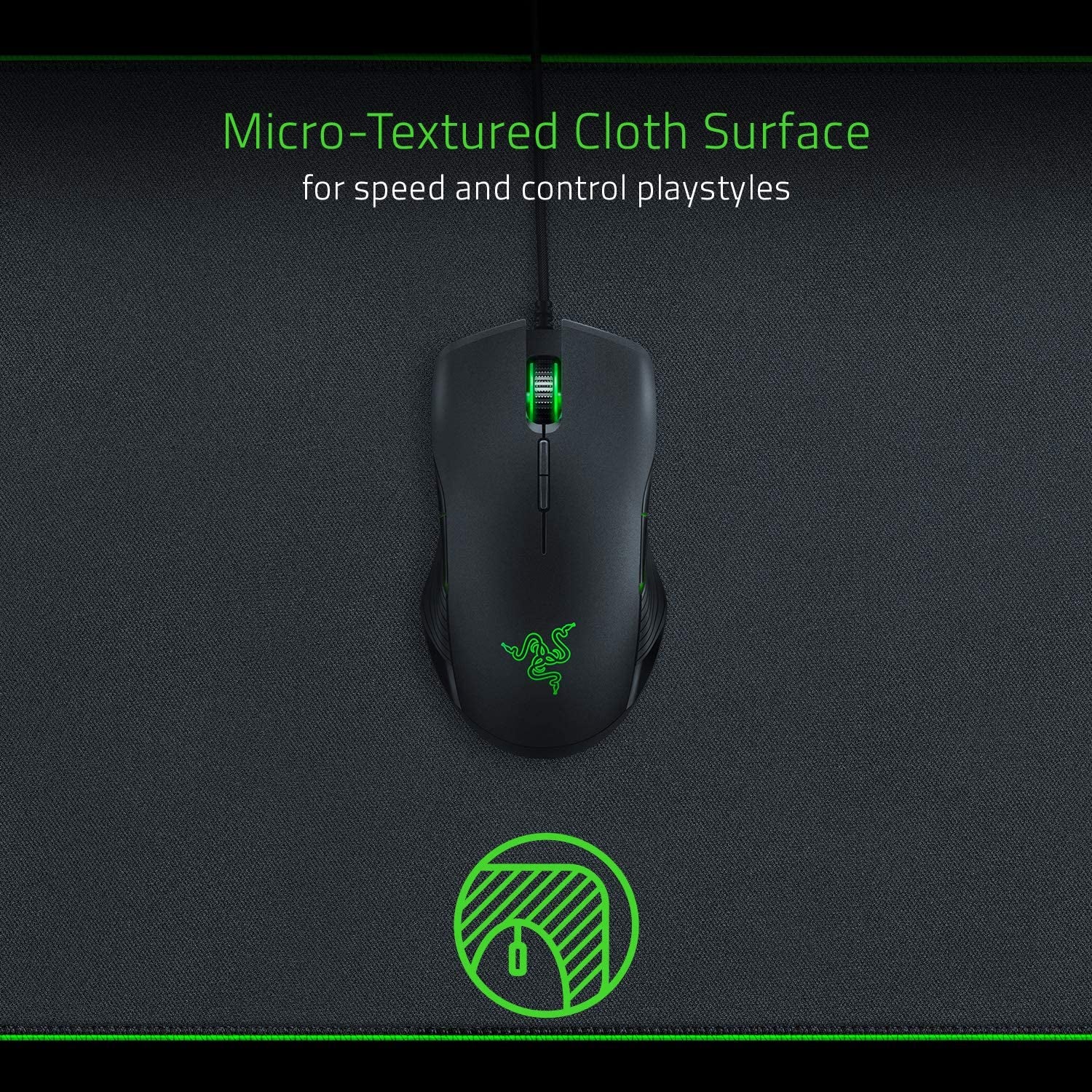 Wide Classic Black Gaming Mousepad: Extended Size with Customizable Chroma RGB Lighting - Soft Cloth Material for Balanced Control and Speed - Non-Slip Rubber Base