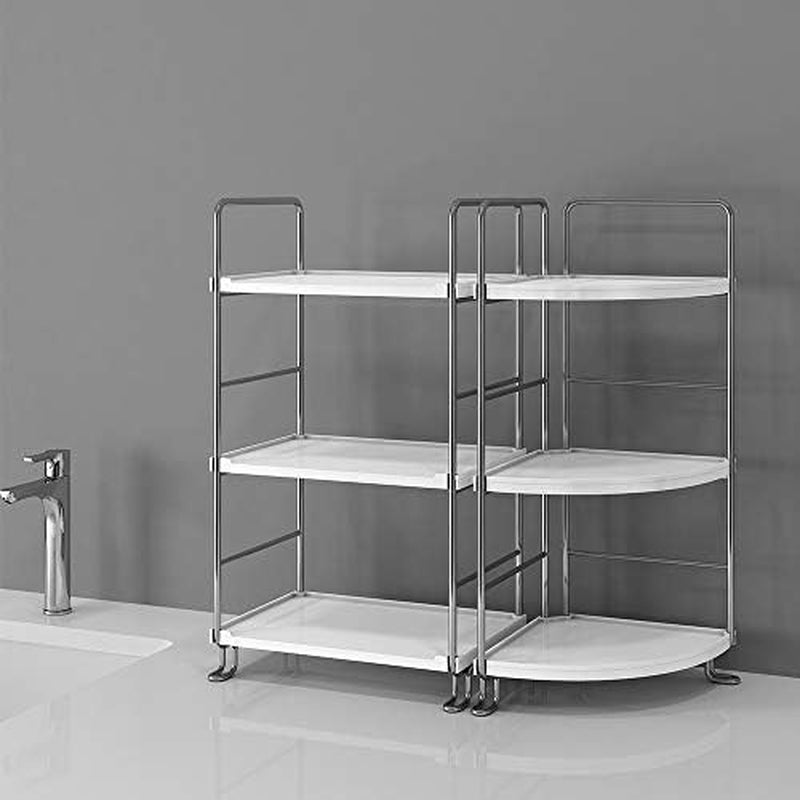 3-Tier Corner Storage Shelf Organizer for Cosmetics, Bathroom, Kitchen, Countertop, Vanity. White.