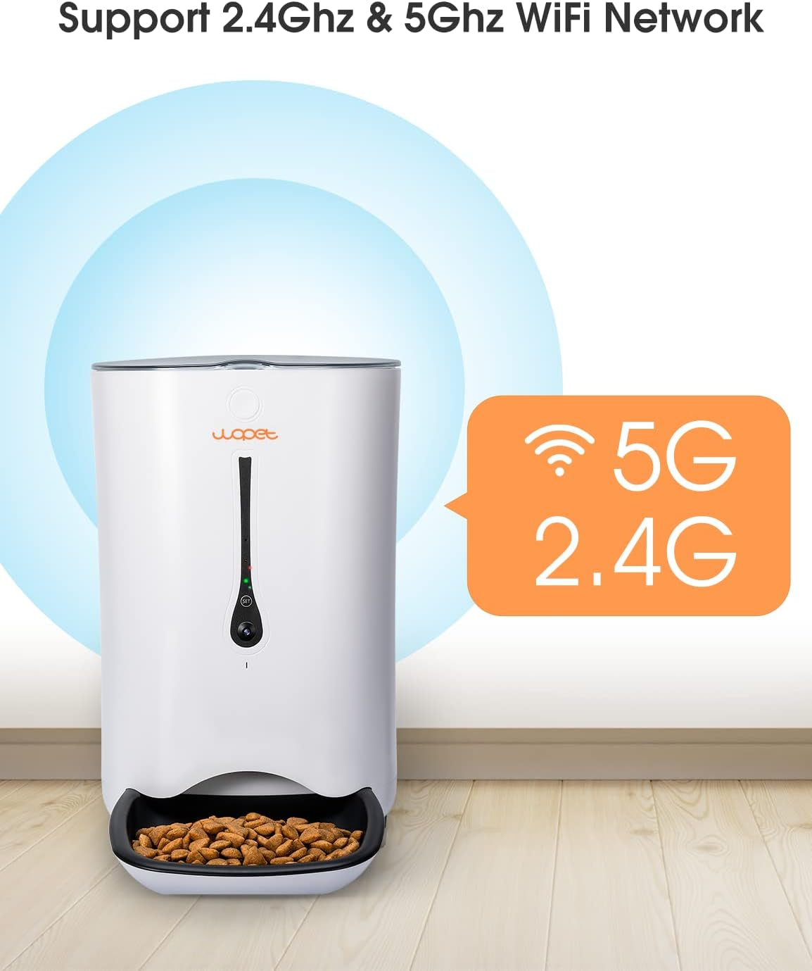 5G WiFi Automatic Cat Feeder - Timer Programmable for Dogs and Cats - 7L Capacity Cat Food Dispenser with App Control - Integrated HD Camera for Voice and Video Recording.