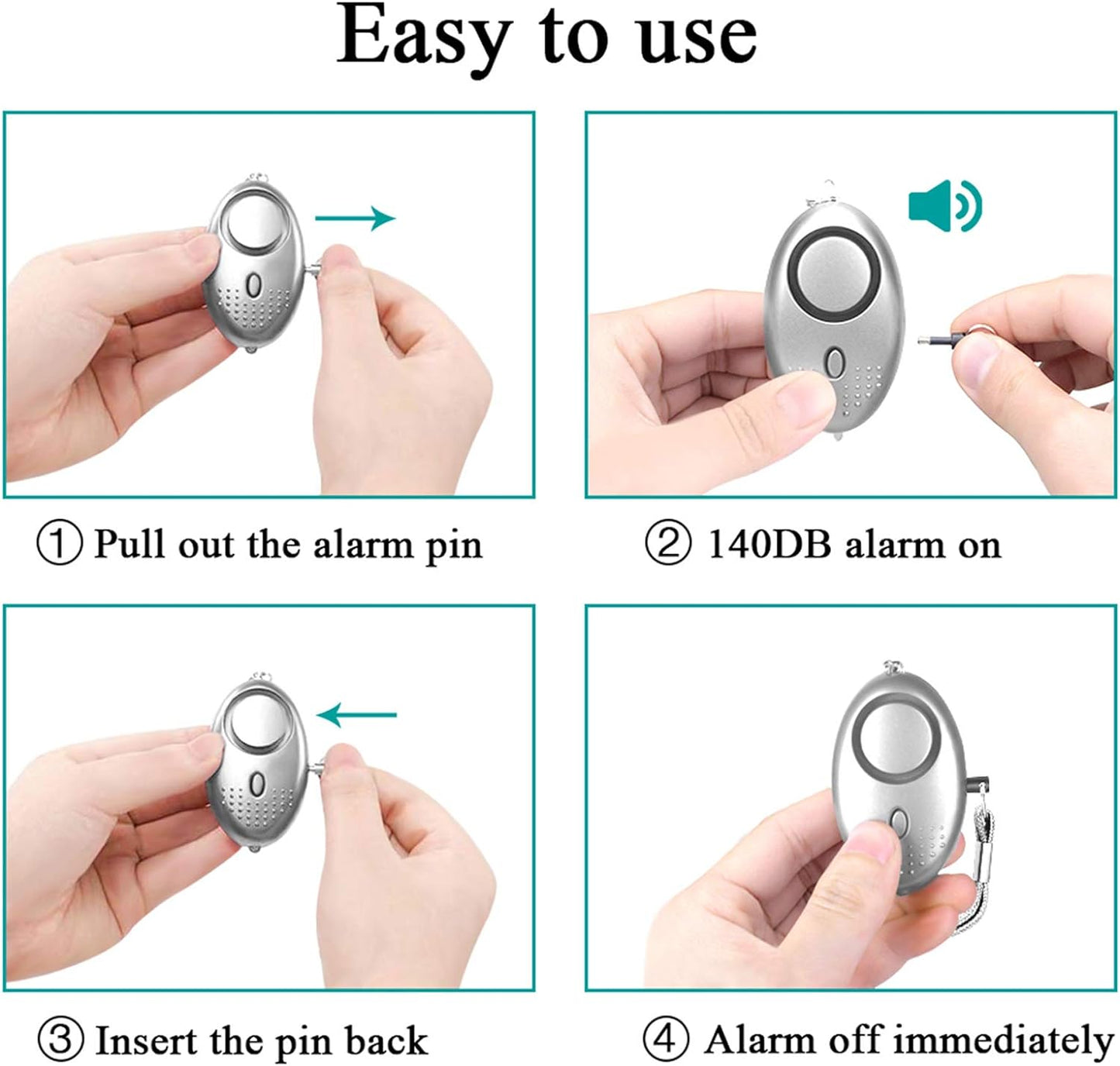  Personal Security Alarm - 3 Pack 140dB Safety Siren with LED Flashlight for Emergency Situations and Night Runners