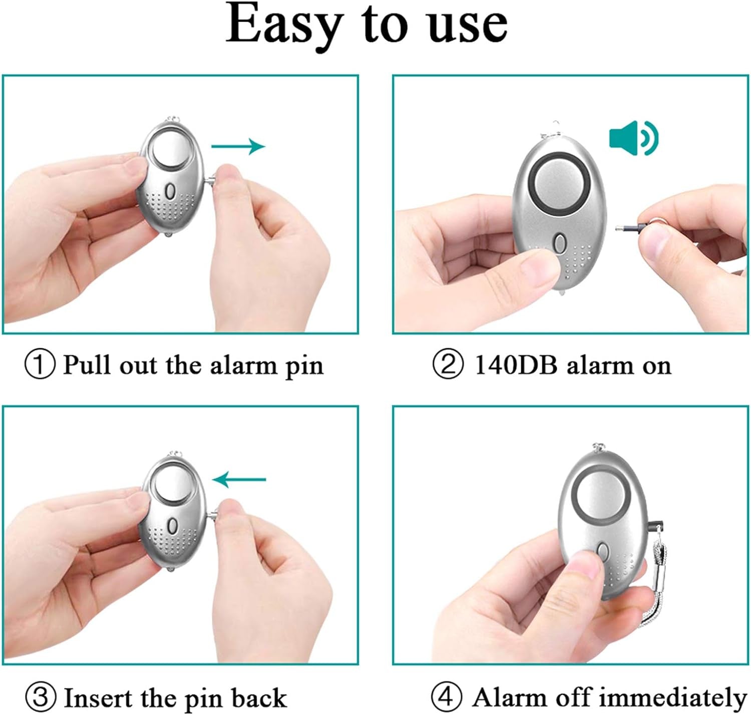  Personal Security Alarm - 3 Pack 140dB Safety Siren with LED Flashlight for Emergency Situations and Night Runners