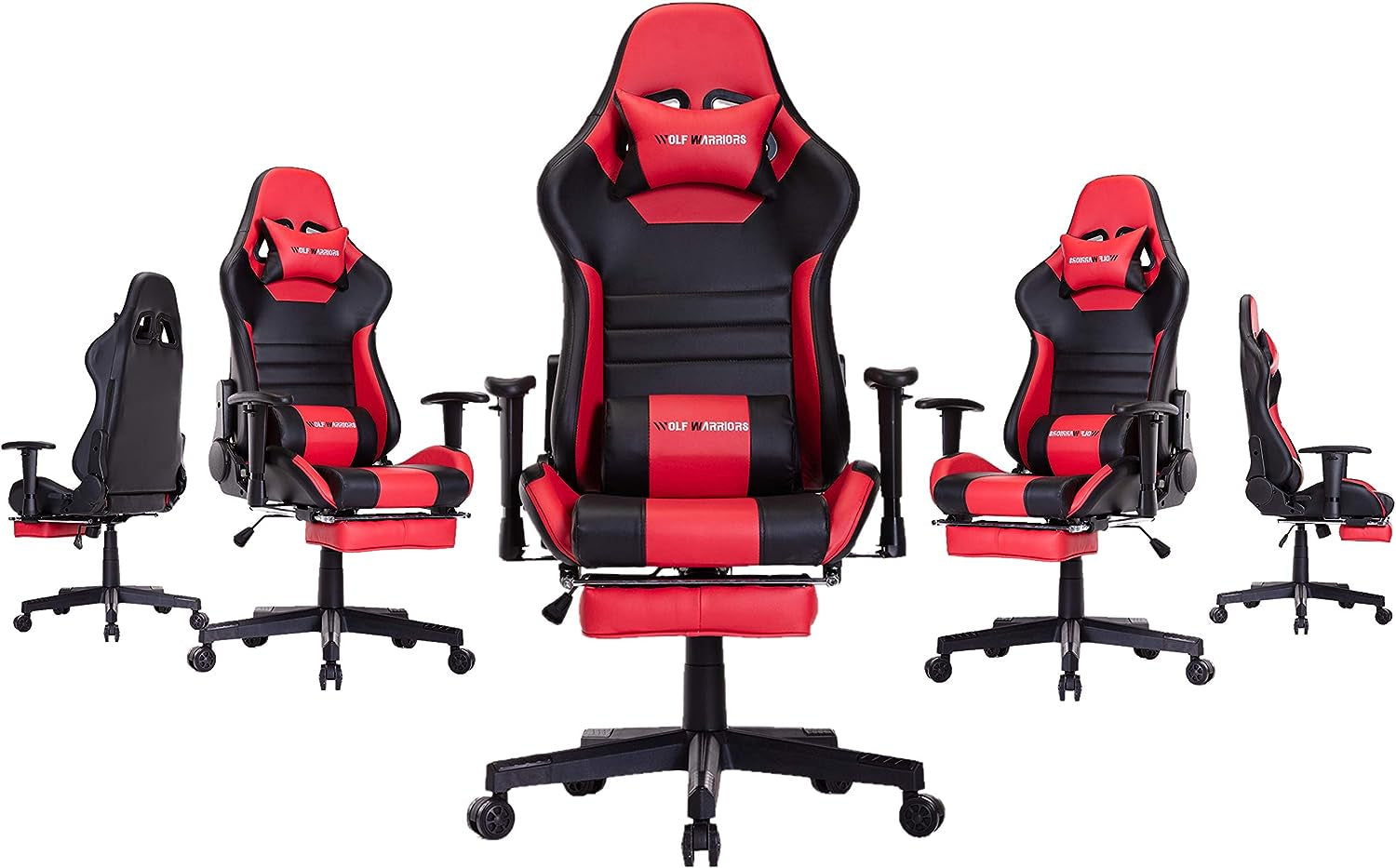 Ergonomic Gaming Chair with Footrest - Racing-Style Video Game Chair for Computer Gaming - Swivel Office Desk Chair with Lumbar Support and Headrest - Red/Black Design