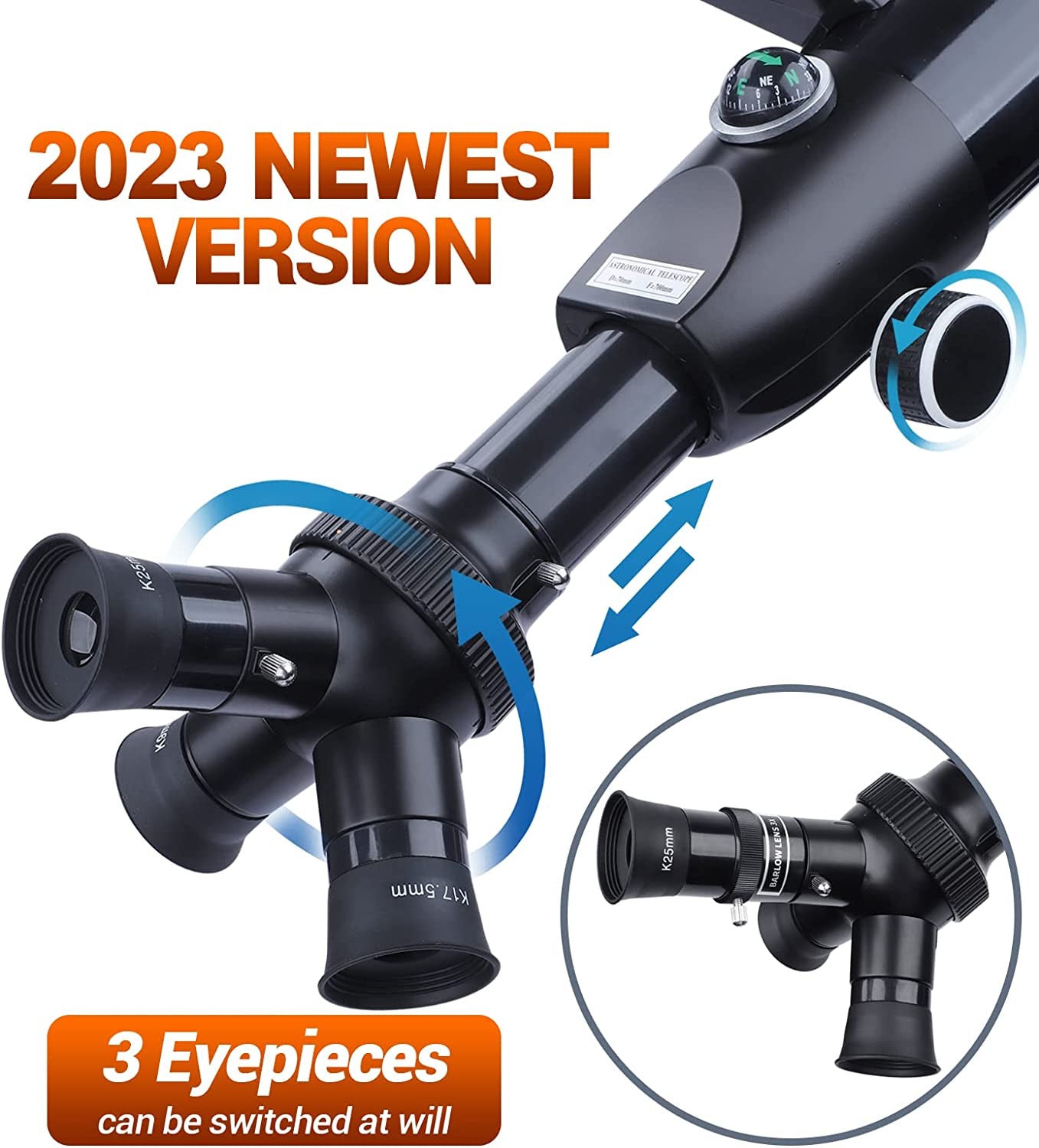 Astronomy Telescopes for Adults, 70mm Aperture 700mm AZ Mount Refractor Telescope for Kids and Beginners with Adjustable Tripod, Nylon Bag, and Phone Adapter