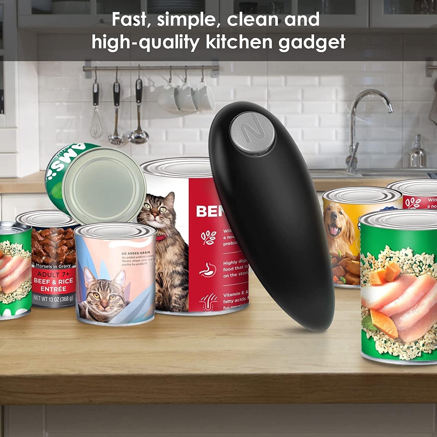 Handsfree Electric Can Opener - Best Kitchen Aid for Seniors, Arthritis-Friendly Electric Jar and Bottle Opener - Essential Home Gadget for Women, Small Kitchen Appliances for Dorm Rooms, and Camping Gadgets