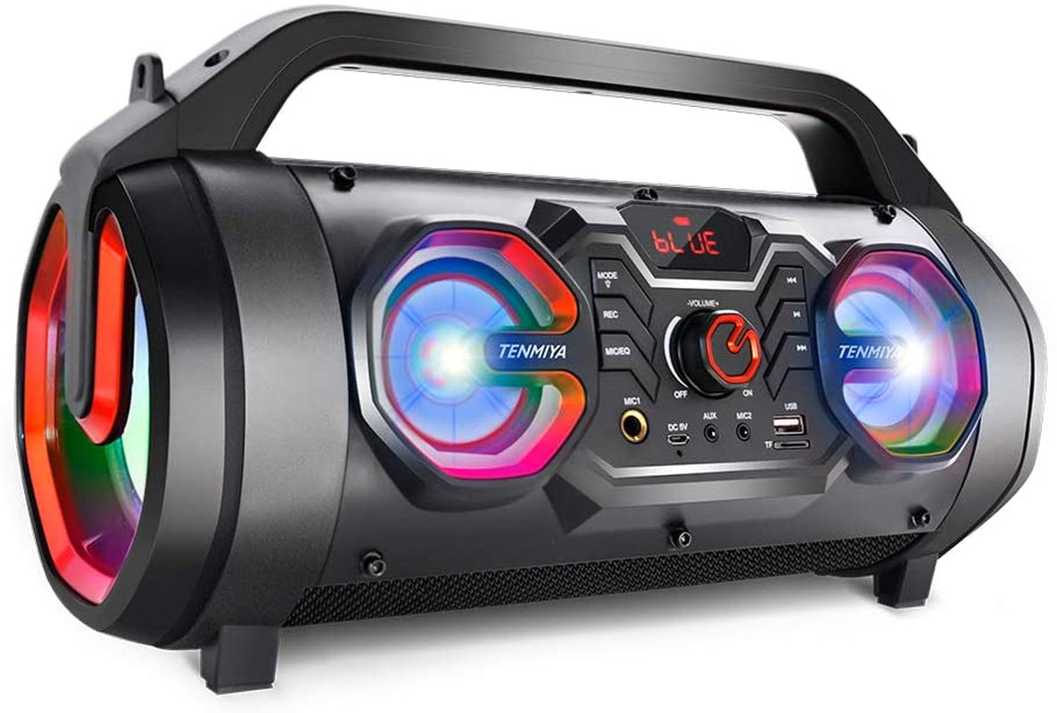 Bluetooth Speakers: 30W Portable Outdoor Boombox with Subwoofer, Colorful Lights, EQ, Stereo Sound, and Booming Bass. Enjoy 10H Playtime with this Wireless Speaker for Home Party, Camping, and Travel.