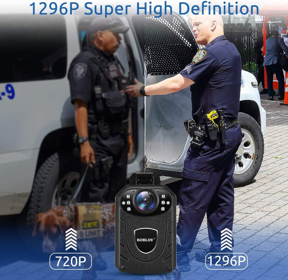 1296P Body  Camera Support 8-10 Hours Recording - Auto Night Vision - Memory Expand Max 128G Lightweight and Portable Easy to Operate 