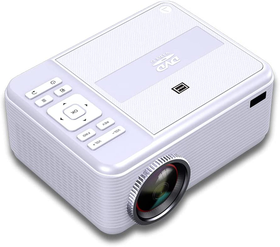 Portable Projector with Built-In Bluetooth & DVD Player Silver - Supports 1080P HD Videos and Screens