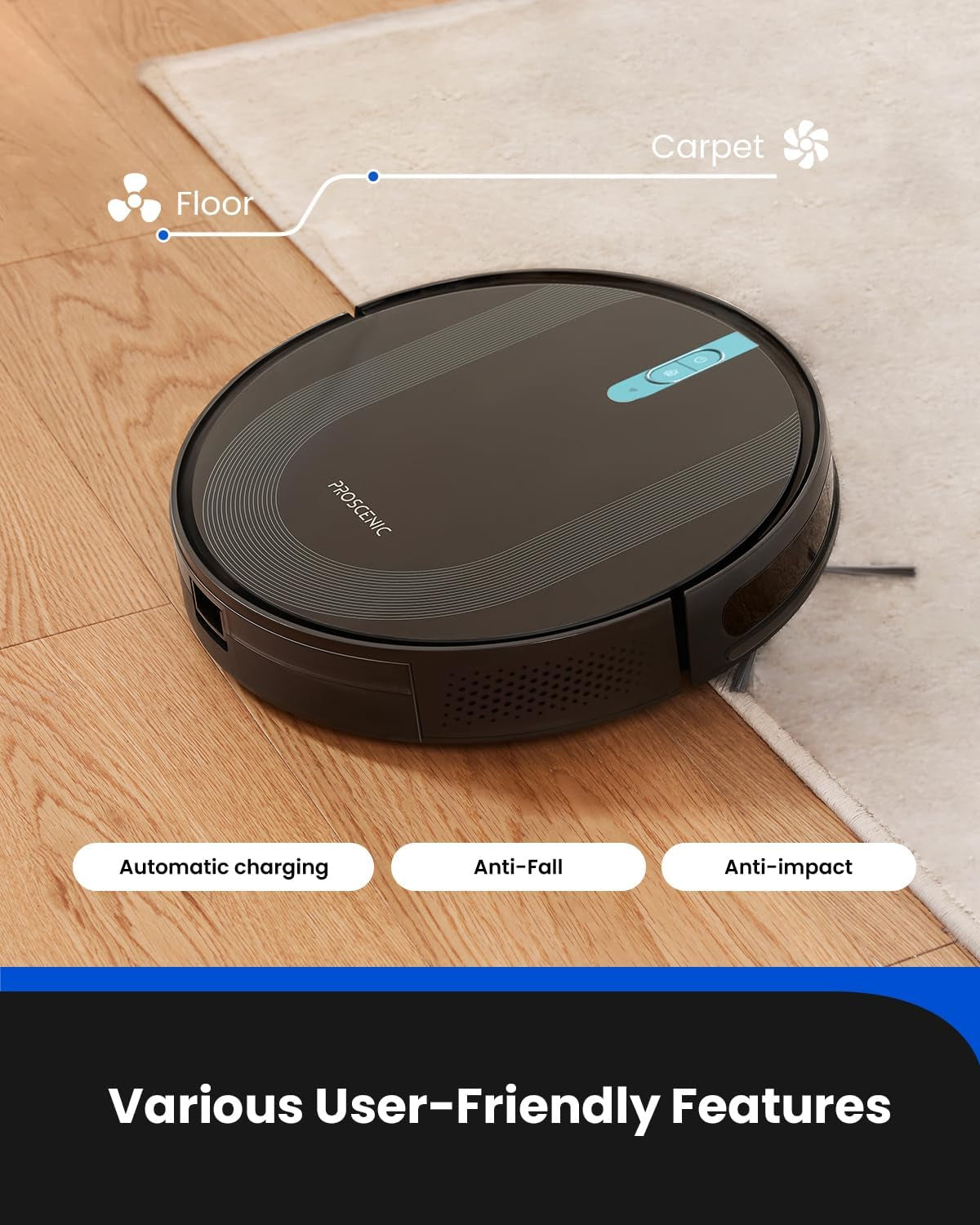 Robot Vacuum and Mop Combination: Wi-Fi/App/Alexa/Siri Controlled Robotic Vacuum Cleaner with Gyro Navigation, Includes Boundary Strip, Self-Charging, Slim Design, Ideal for Hard Floors, Pet Hair, and Carpets