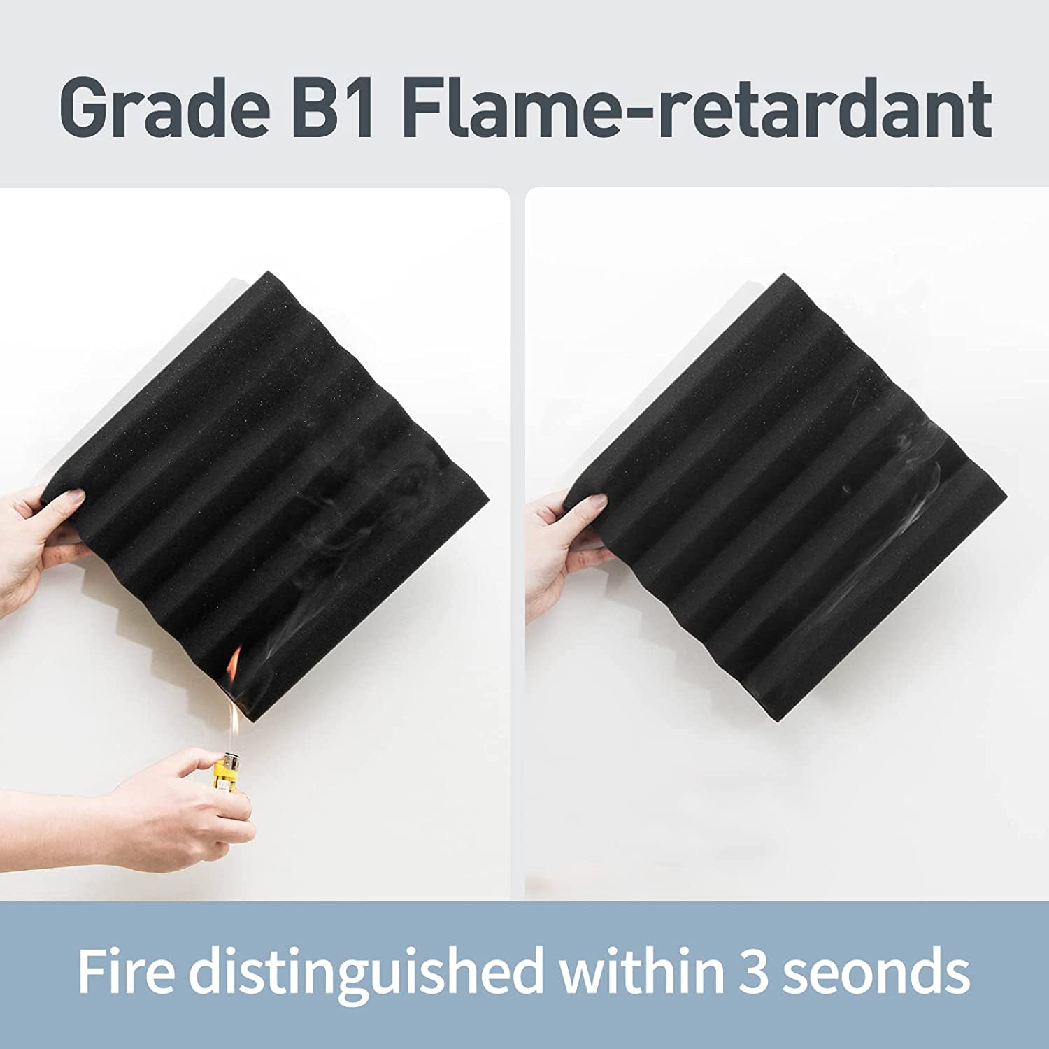 Acoustic Foam Panels - A Set of 24 High-Density 12 x 12 x 2 Inches Wedge-Shaped Soundproof Foam Panels for Acoustic Treatment, Studio Use, and Soundproofing, with Fire-Resistant Properties, in Black.