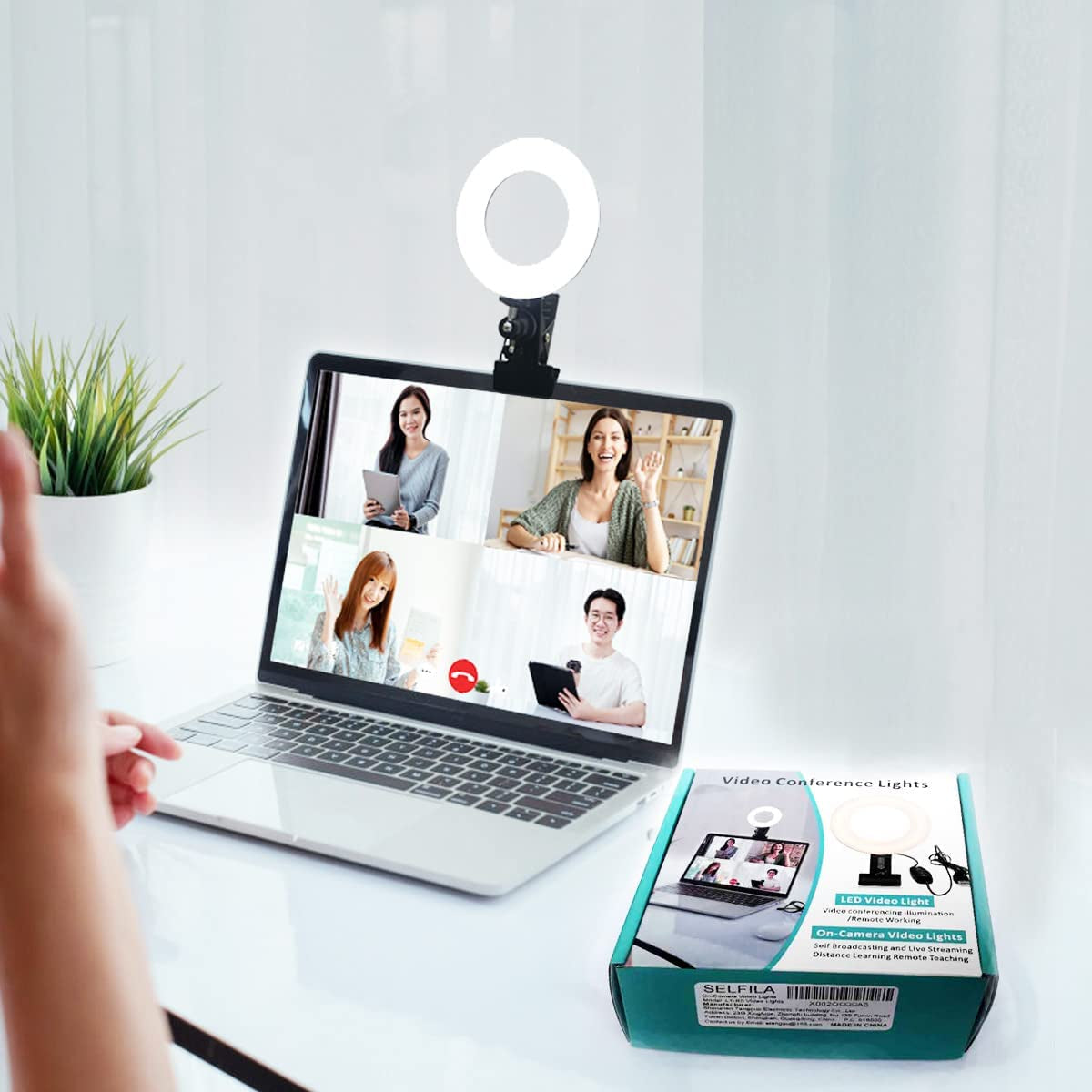 Video Conference Lighting Kit - Dimmable LED Ring Lights - Clips onto Laptop Monitors - Perfect for Remote Working, Zoom Calls, Live Streaming, YouTube Videos, and TikTok.