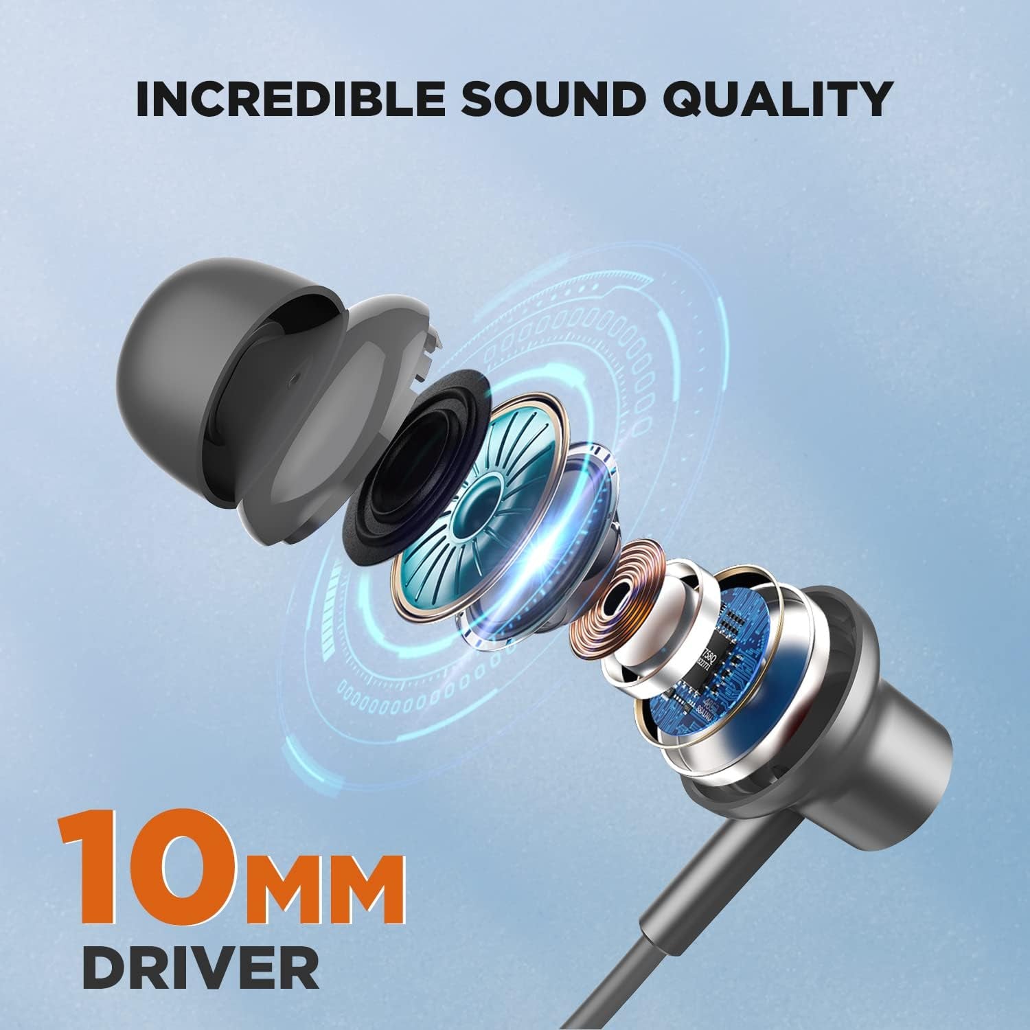 Bluetooth 5.3 Neckband Earbuds with ENC Noise Cancelling, Wireless Magnetic Earphones featuring Hall Function for Calls and Running - 10mm Drivers, Game Modes, 16-Hour Playtime, IPX5 Waterproof