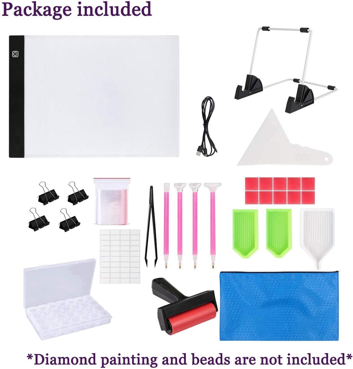 A4 LED Light Pad Kit, Tracing Light Table, Tools and Accessories Kit for Full Drill & Partial Drill 5D Diamond Painting