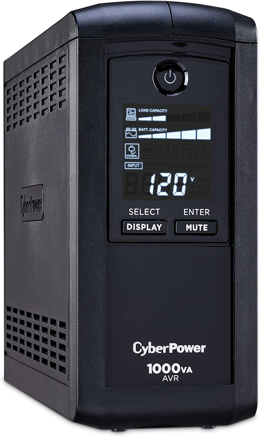 Intelligent LCD UPS System - 1000VA/600W, 9 Outlets, AVR, Mini-Tower Design